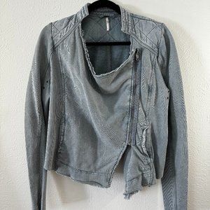 Free People Linen Asymmetric Moto Jacket - Size M